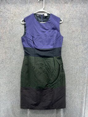 Cesare Fabbri Dress Womens 44 Multicolor Colorblock Sheath Knee Length